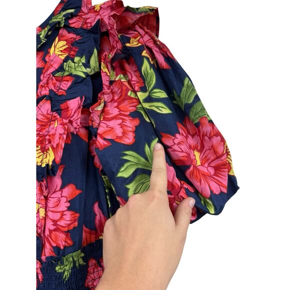 Walter Baker Ciara Floral Puff Sleeve Cotton Minidress Blue Pink M READ - Picture 2 of 10